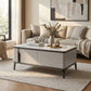 Lucent Stone Top Coffee Table - Modern Luxury Center Table with Storage Drawers | Scratch-Resistant Sintered Stone & High Legs Grandeur Furnishings
