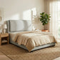 Vionne Nordic Luxury Bed Frame | Easy-Clean Premium Fabric | Elegant High Headboard Grandeur Furnishings
