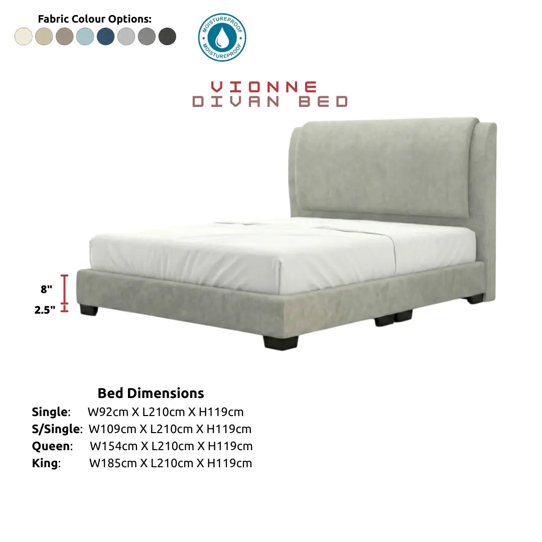Vionne Nordic Luxury Bed Frame | Easy-Clean Premium Fabric | Elegant High Headboard Grandeur Furnishings