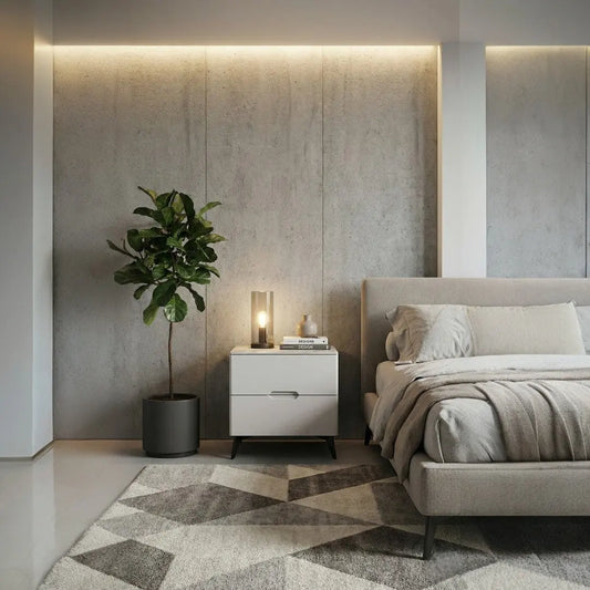 Luxury Gloss Sintered Stone Top Bedside Table Grandeur Furnishings