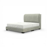 Light grey Vionne upholstered bed with tall padded headboard