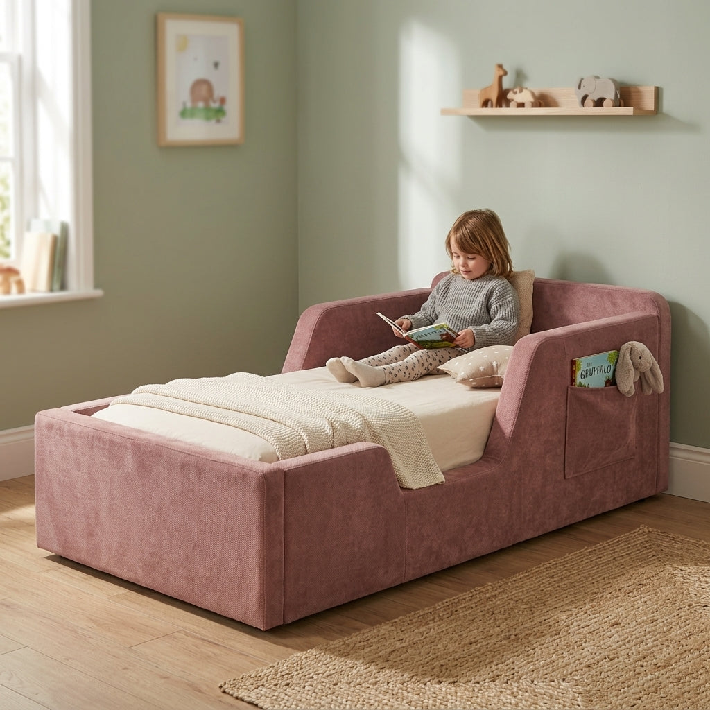 Elyssia Upholstered Daybed Frame with Side Storage Pocket Grandeur Furnishings