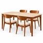 Valenza Travertine Top & Solid Wood Dining Set Grandeur Furnishings