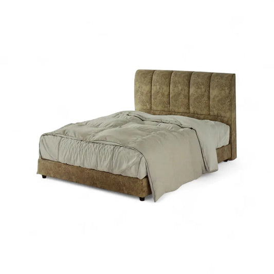 Modern Upholstered Bed Frame with Vertical Panel Headboard Grandeur Furnishings