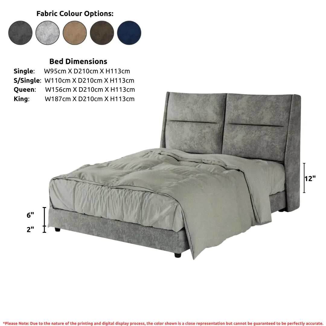 Modern Upholstered Bed Frame with Padded Headboard Grandeur Furnishings