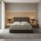 Modern Fabric Bed Frame with Cushioned Panel Headboard Grandeur Furnishings