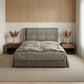 Fabric Upholstered Bed Frame with Padded Panel Headboard Grandeur Furnishings