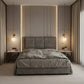 Fabric Upholstered Bed Frame with Padded Panel Headboard Grandeur Furnishings