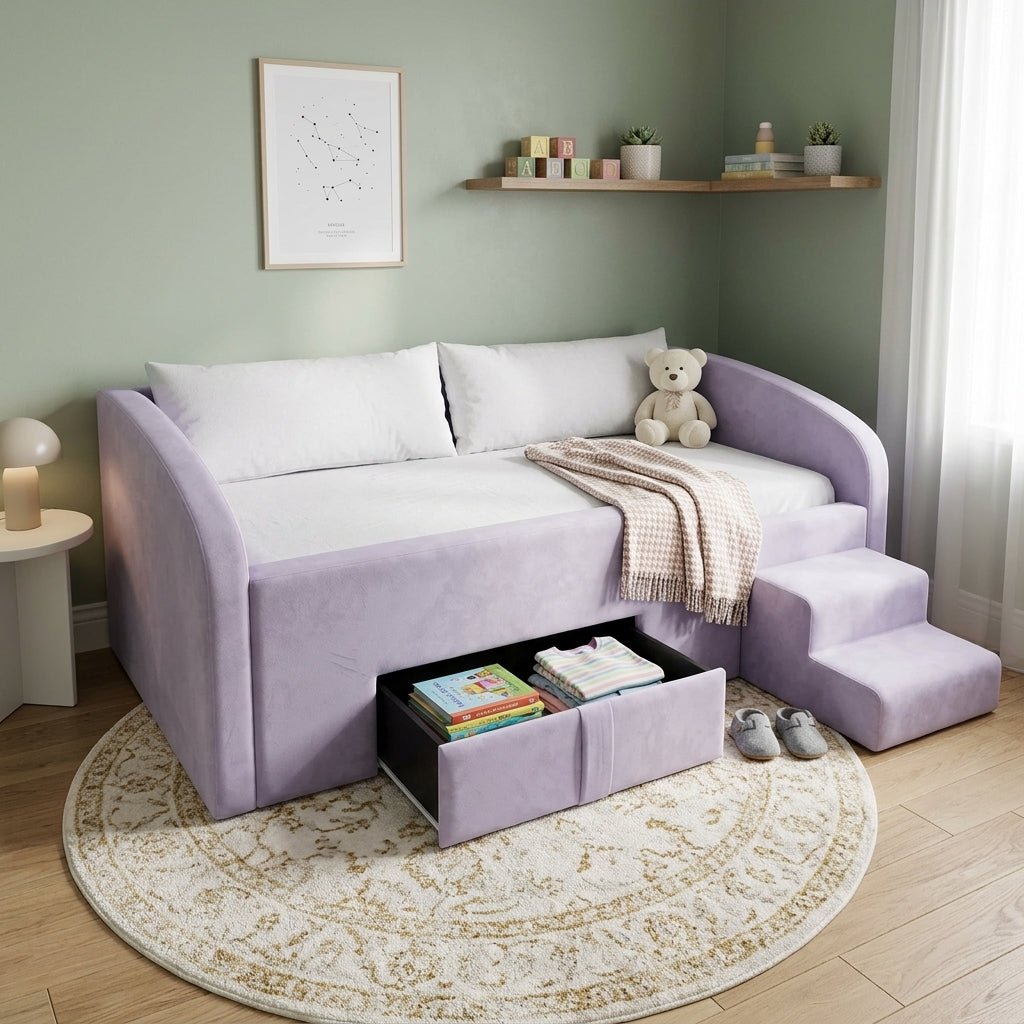 Pixie Day Bed with Storage Drawer & Step Stool Grandeur Furnishings