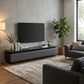 Lunaris Luxury TV Console | Premium Stone Top TV Cabinet | Modern Grey Living Room Stand with 3 Drawers Grandeur Furnishings