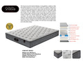 Snoova Comfort mattress with white quilted top and grey sides, labelled layer diagram, close-ups and size chart