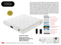 Snoova NeuroTech white mattress with labelled layer diagram, two massage controllers, fabric close-ups and size chart