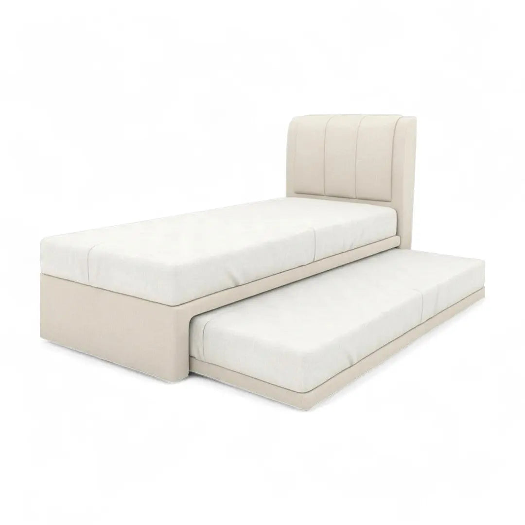 Averra Vertical Channel Tufted 2-in-1 Pull Out Bed - Moisture Repellent Fabric & Smooth Roll Out Trundle Grandeur Furnishings