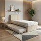 Vantara 2-in-1 Pull Out Bed Frame | Vertical Channel Tufted Headboard | Moisture-Proof Fabric | Space Saving Grandeur Furnishings