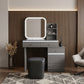 Verona Grey Dressing Table Set with LED Mirror, Shelves & Stool Grandeur Furnishings