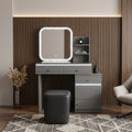 Grey Verona dressing table with illuminated mirror against a panelled wall