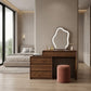Florence Walnut Dressing Table Set with LED Lighted Mirror & Stool Grandeur Furnishings
