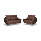 Brown Freya sofa set with contrasting side panels