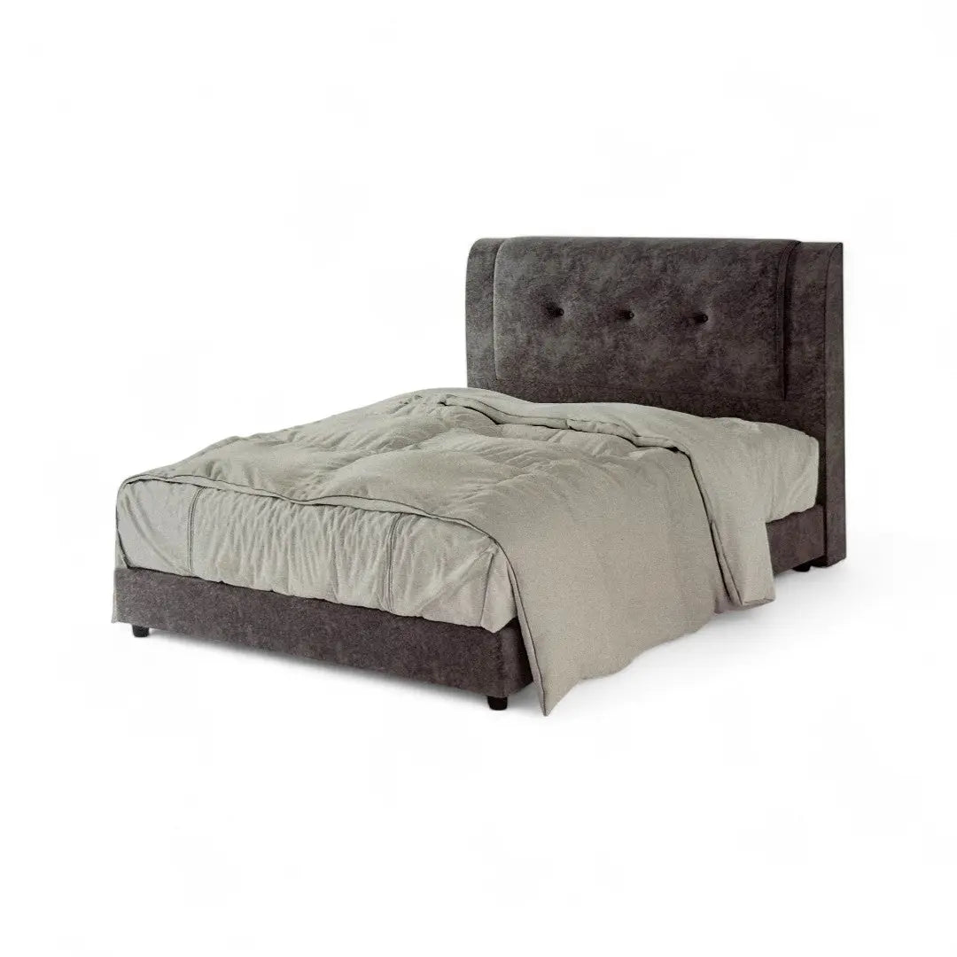 Hotel-Style Fabric Bed Frame with Plush Headboard Grandeur Furnishings
