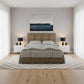 Modern Fabric Upholstered Bed Frame with Padded Vertical Panel Headboard Grandeur Furnishings
