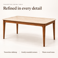 Valenza Travertine Top & Solid Wood Dining Set Grandeur Furnishings