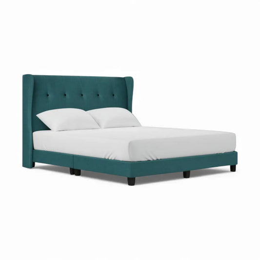 Astria Divan Bed Frame | Moisture-Proof Fabric | Elegant Wingback Tufted Headboard Grandeur Furnishings