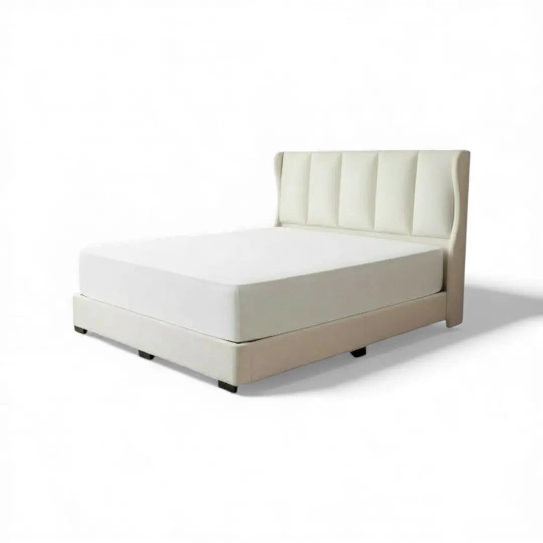 Mirage Premium Divan Bed Frame | Winged Headboard Design | Moisture-Proof Fabric Grandeur Furnishings