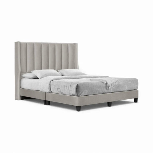 Seraph Divan Bed Frame | Luxury Wingback Headboard | Moisture-Proof Fabric | Vertical Tufted Design Grandeur Furnishings