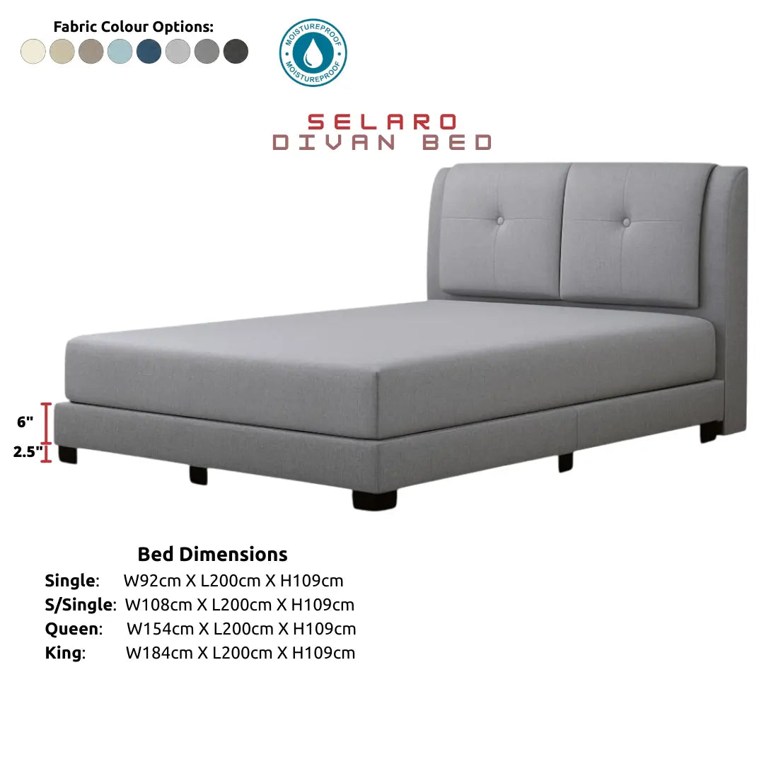 Selaro Fabric Bed Frame with Pillow-Back Headboard Grandeur Furnishings