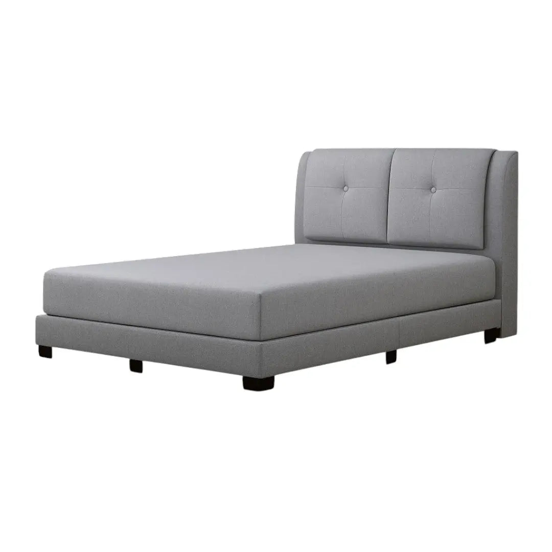 Selaro Fabric Bed Frame with Pillow-Back Headboard Grandeur Furnishings