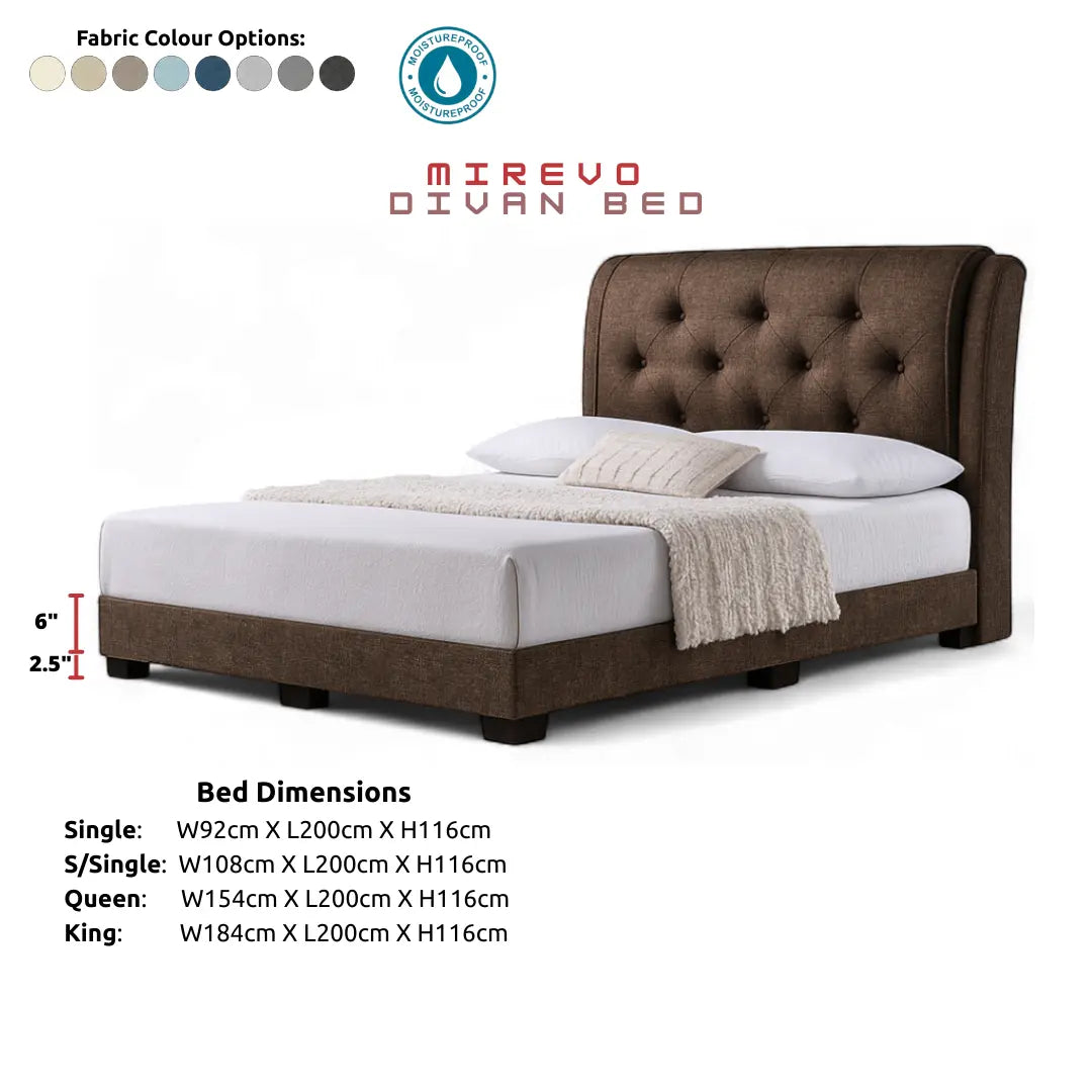 Mirevo Classic Fabric Bed Frame with Tall Winged Headboard Grandeur Furnishings