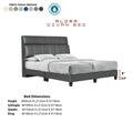 Charcoal Alora bed with colour options and dimensions