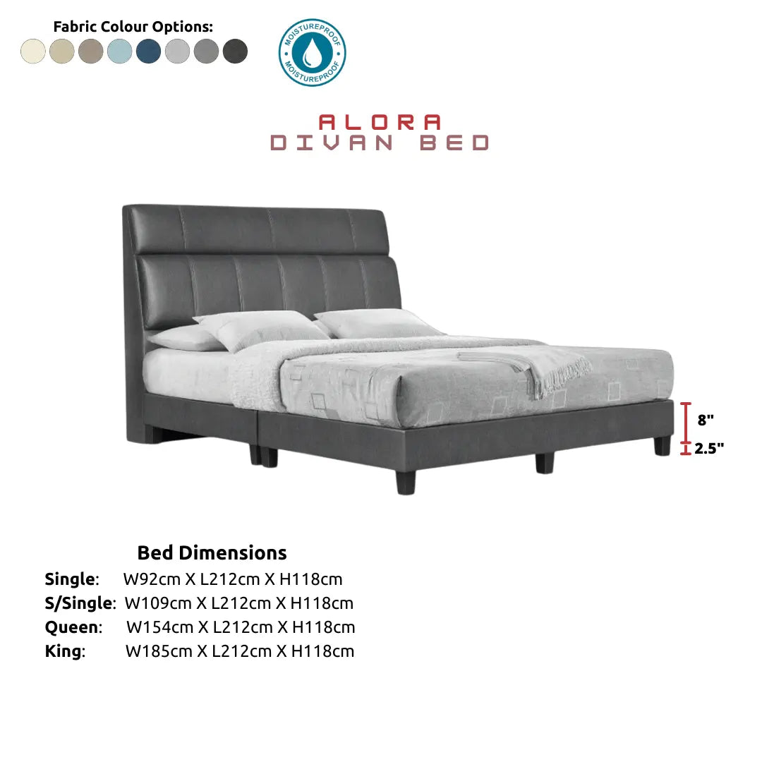 Alora Fabric Bed Frame | Cushioned Headboard Grandeur Furnishings