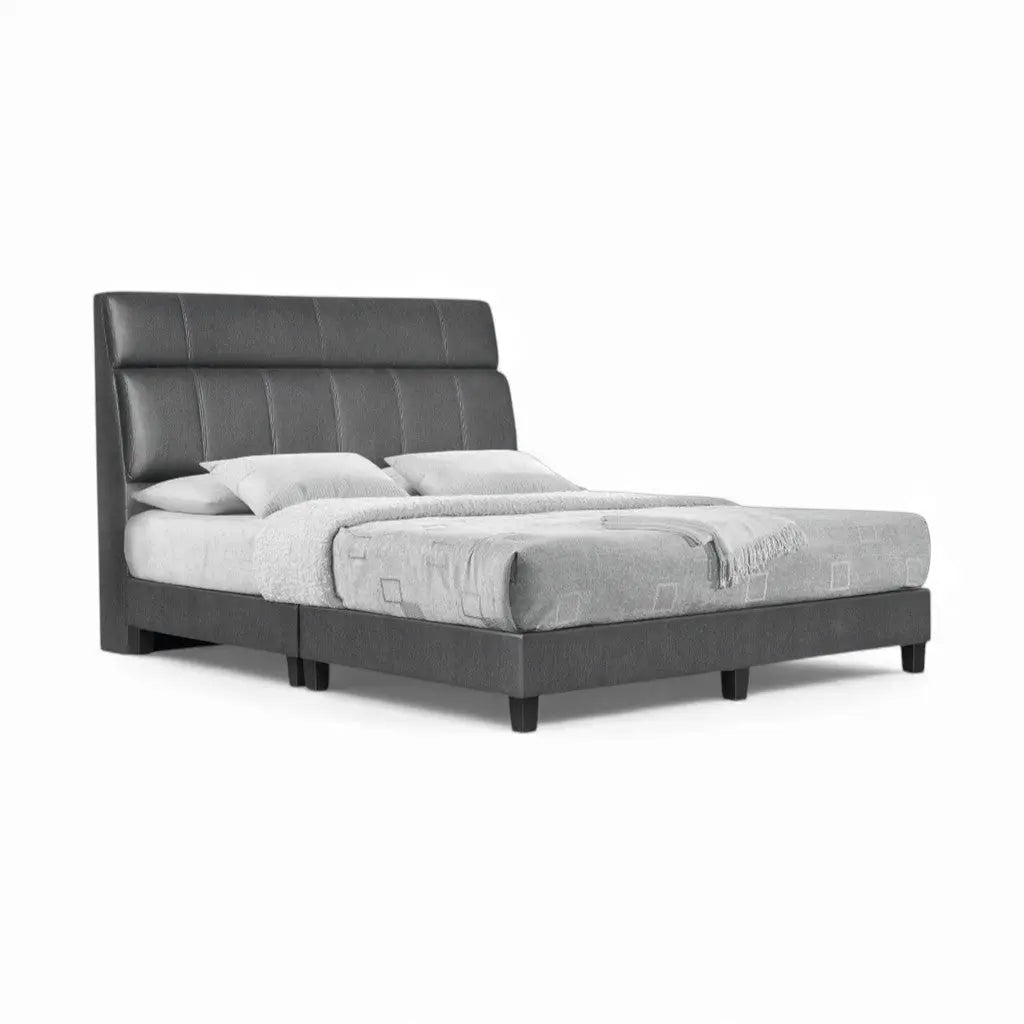 Alora Fabric Bed Frame | Cushioned Headboard Grandeur Furnishings