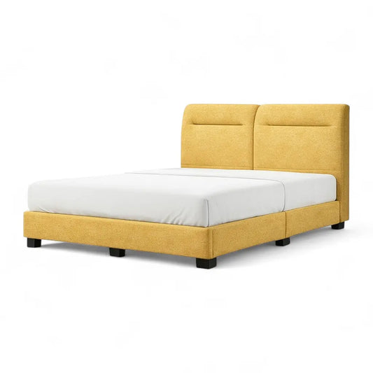 Merado Fabric Divan Bed - 8 Inch Base with Modern Minimalist Headboard Grandeur Furnishings