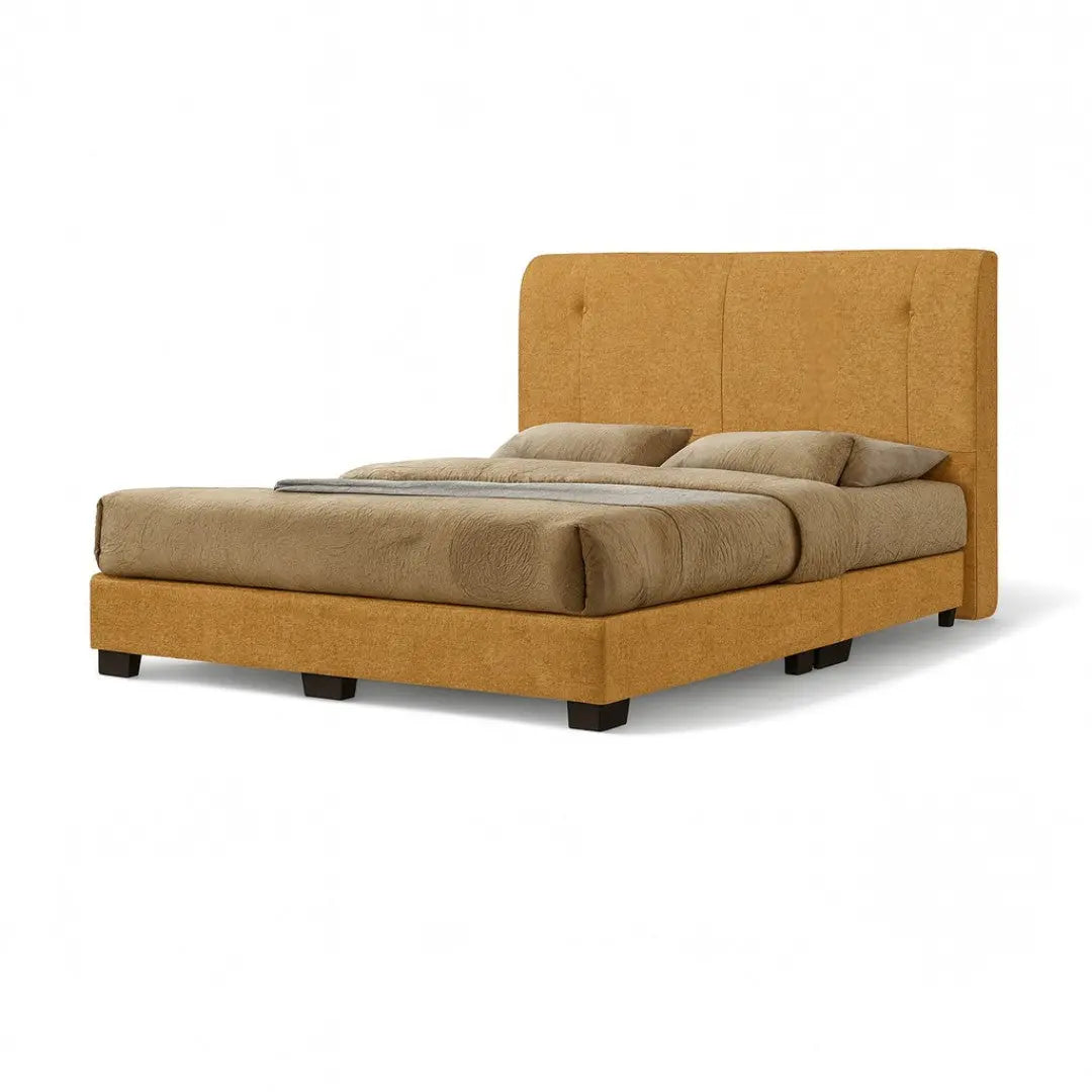 Restino Designer Divan Bed - Moisture Proof Fabric with Soft Curve Headboard Grandeur Furnishings