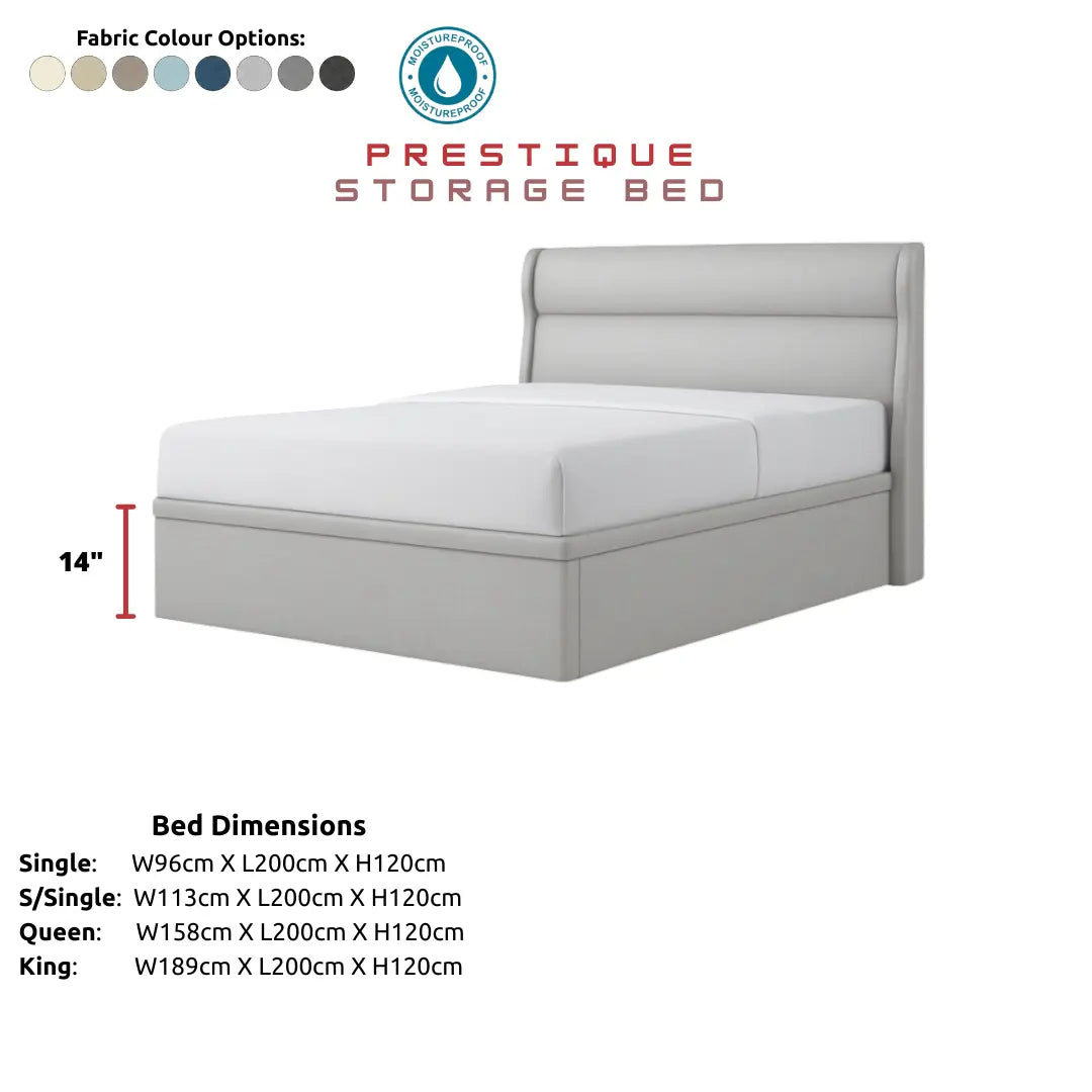 Prestique Premium Storage Bed Frame – 12" Deep Internal Storage Base Grandeur Furnishings