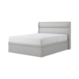 Light grey Prestique upholstered bed with horizontal-panel headboard