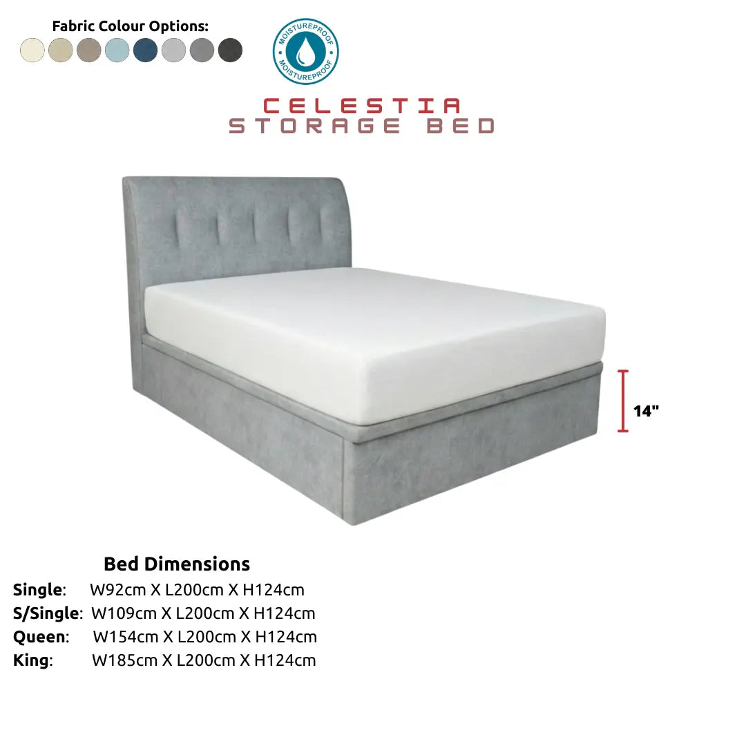 Celestia Storage Bed Frame | 12" Deep Internal Storage | Hydraulic Lift Up Base Grandeur Furnishings