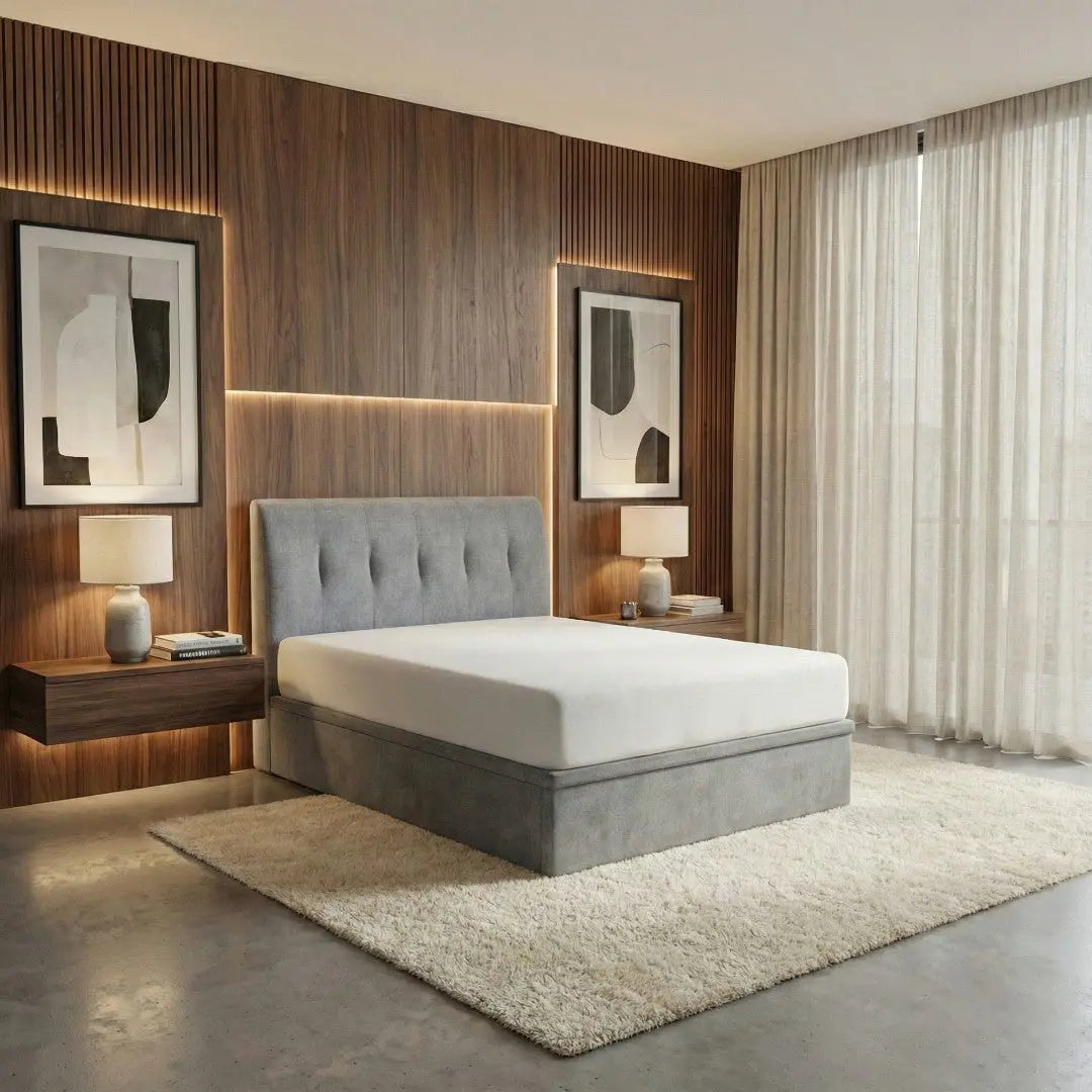 Celestia Storage Bed Frame | 12" Deep Internal Storage | Hydraulic Lift Up Base Grandeur Furnishings