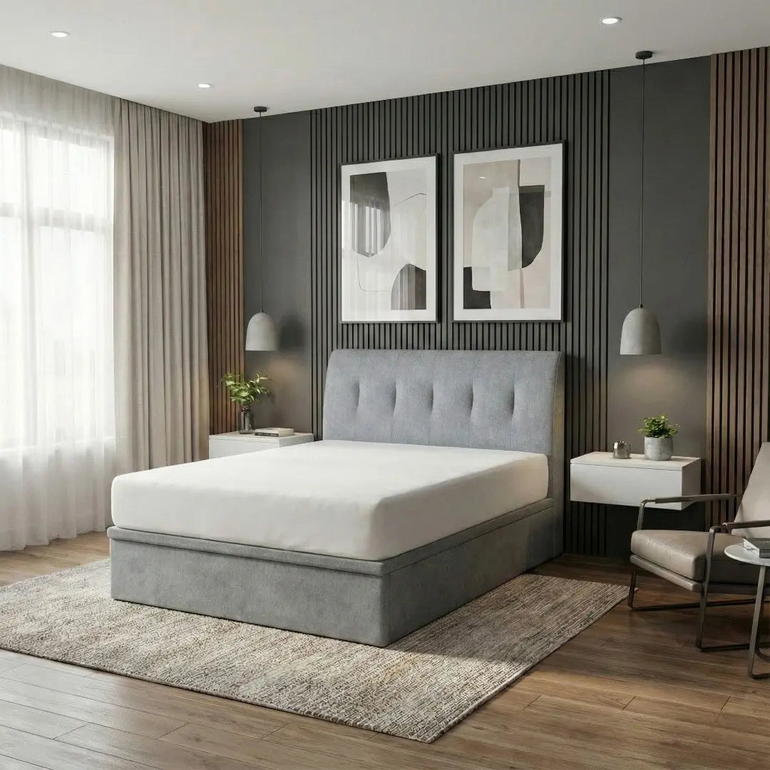 Celestia Storage Bed Frame | 12" Deep Internal Storage | Hydraulic Lift Up Base Grandeur Furnishings