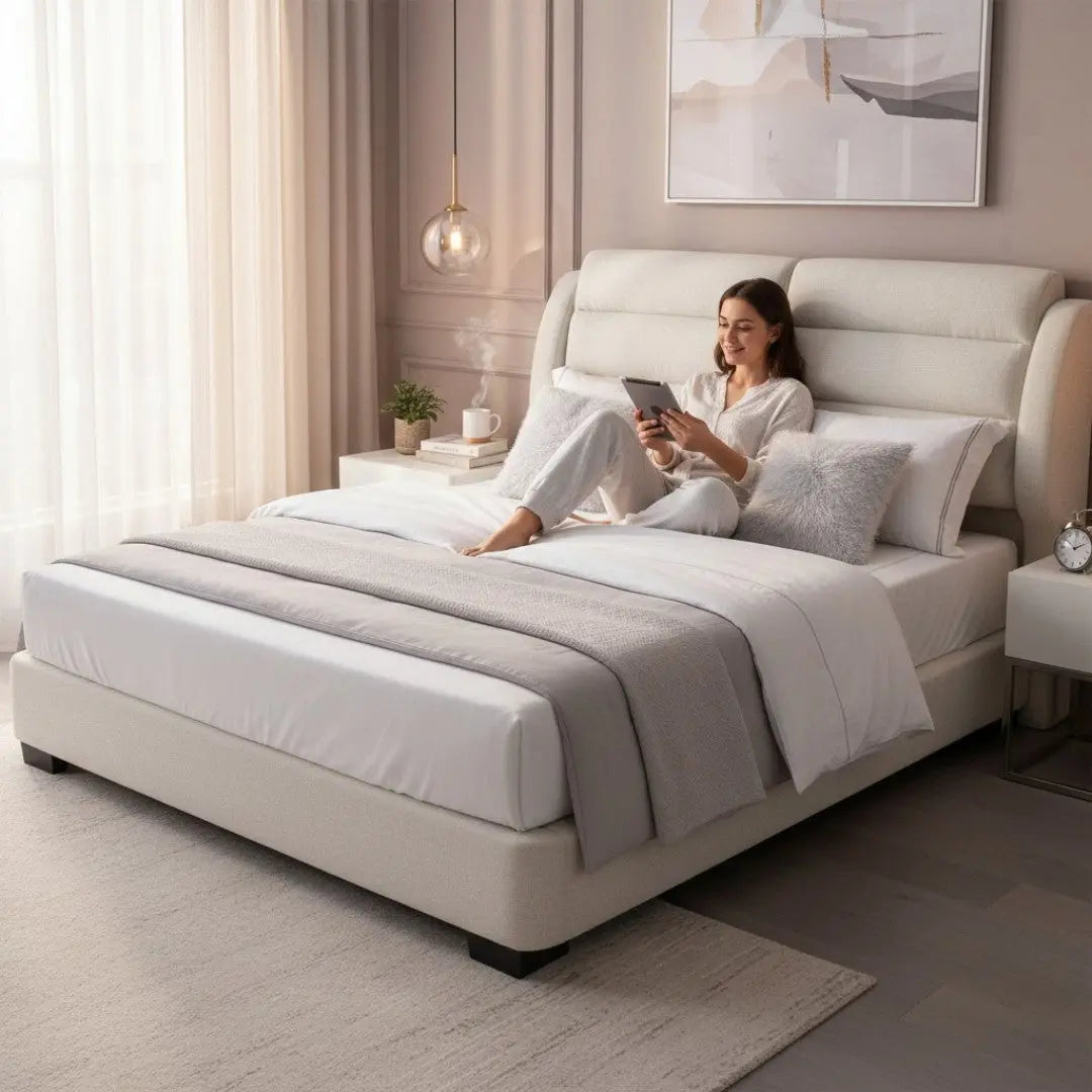 Solace Adjustable Cushion Divan Bed - Moisture Proof Fabric Grandeur Furnishings