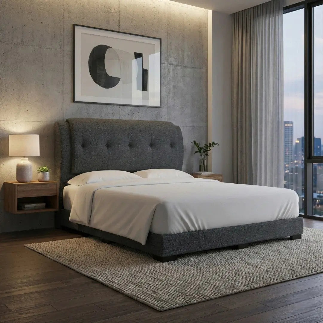 Trivian Designer Divan Bed - Tapered Wingback Headboard with Solid 8" Base Grandeur Furnishings