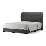 Dark grey Trivian upholstered bed with tufted wingback headboard