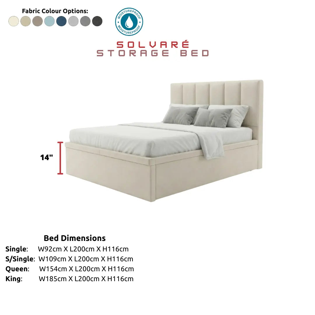 Solvaré Upholstered Storage Bed – Modern Channel Tufted Headboard with 12-Inch Deep Storage & Moisture-Proof Tech Grandeur Furnishings