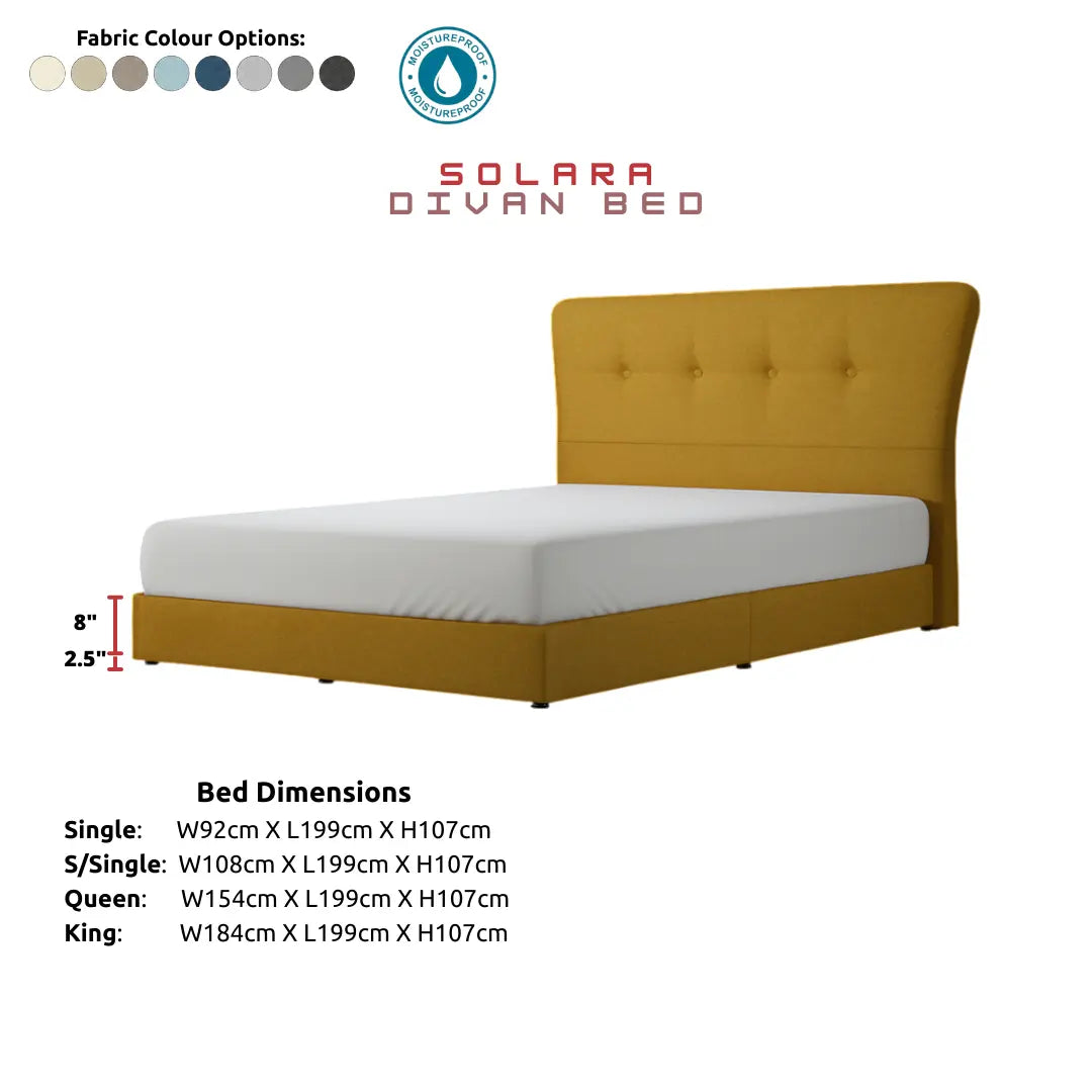 Solara Modern Divan Bed Frame | Button Tufted Headboard with Horizontal Accent Grandeur Furnishings