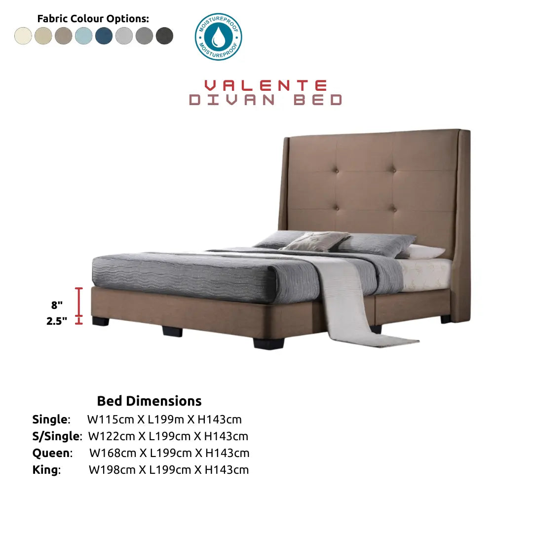Valente Luxury Wingback Bed Frame | 143cm High Headboard Grandeur Furnishings