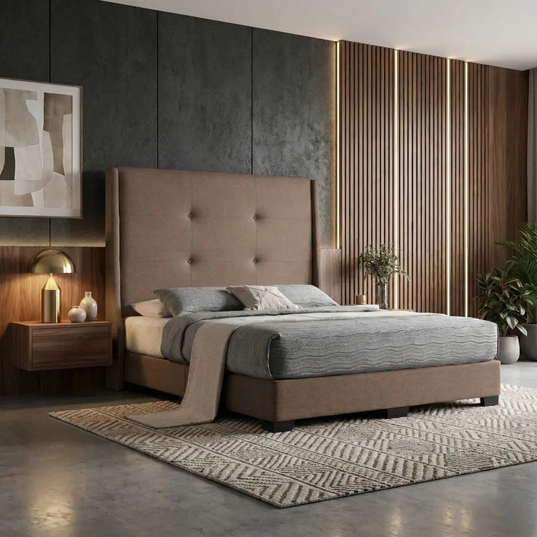 Valente Luxury Wingback Bed Frame | 143cm High Headboard Grandeur Furnishings
