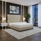 Aurette Grand Series 143cm Tall Winged Headboard Divan Bed - Moisture Proof Fabric & Button Tufted Design Grandeur Furnishings
