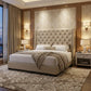 Aurette Grand Series 143cm Tall Winged Headboard Divan Bed - Moisture Proof Fabric & Button Tufted Design Grandeur Furnishings